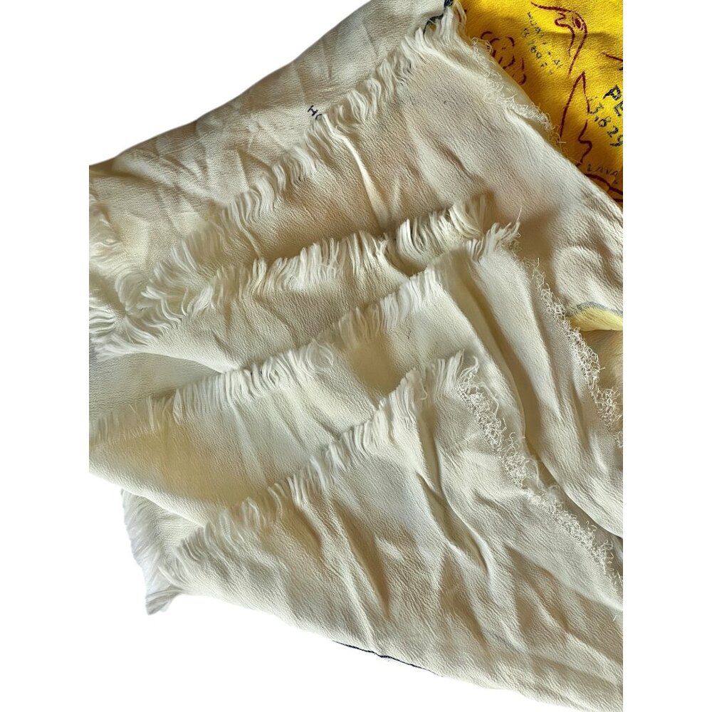 Hawaiian Islands Map Scarf Crepe Polyester 23 x23 Aloha Hawaii Frayed Edges VTG - Picture 8 of 11
